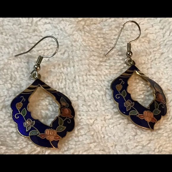 Vintage Enamel Pierced Earrings - Picture 1 of 1